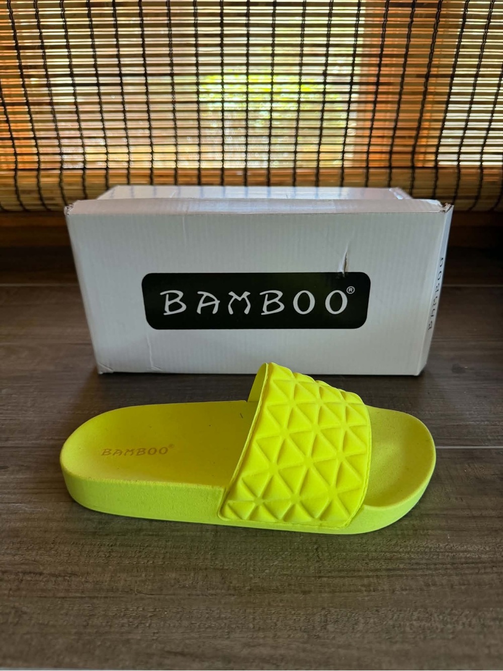 Bamboo Neon Yellow Slide Sandal - Brand New - Ships Today - Multiple Sizes